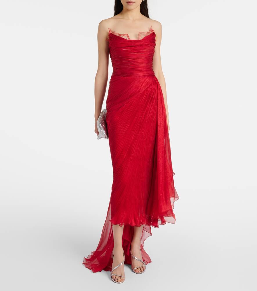 Jolie ruched silk bustier gown