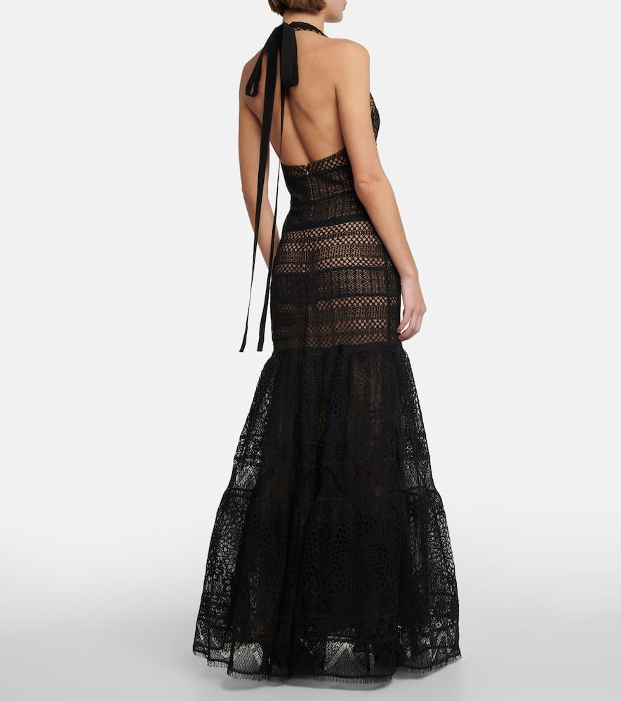 Macramé halter-neck gown