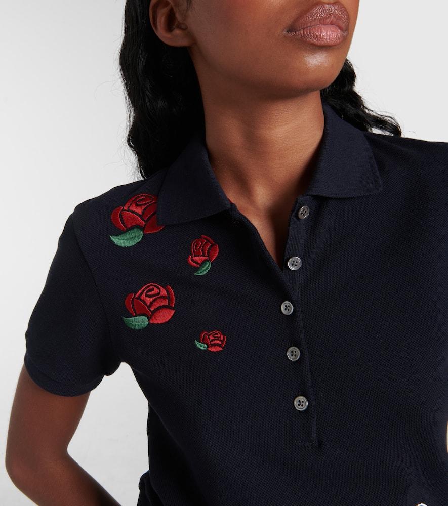 Embroidered cotton-blend piqué polo shirt