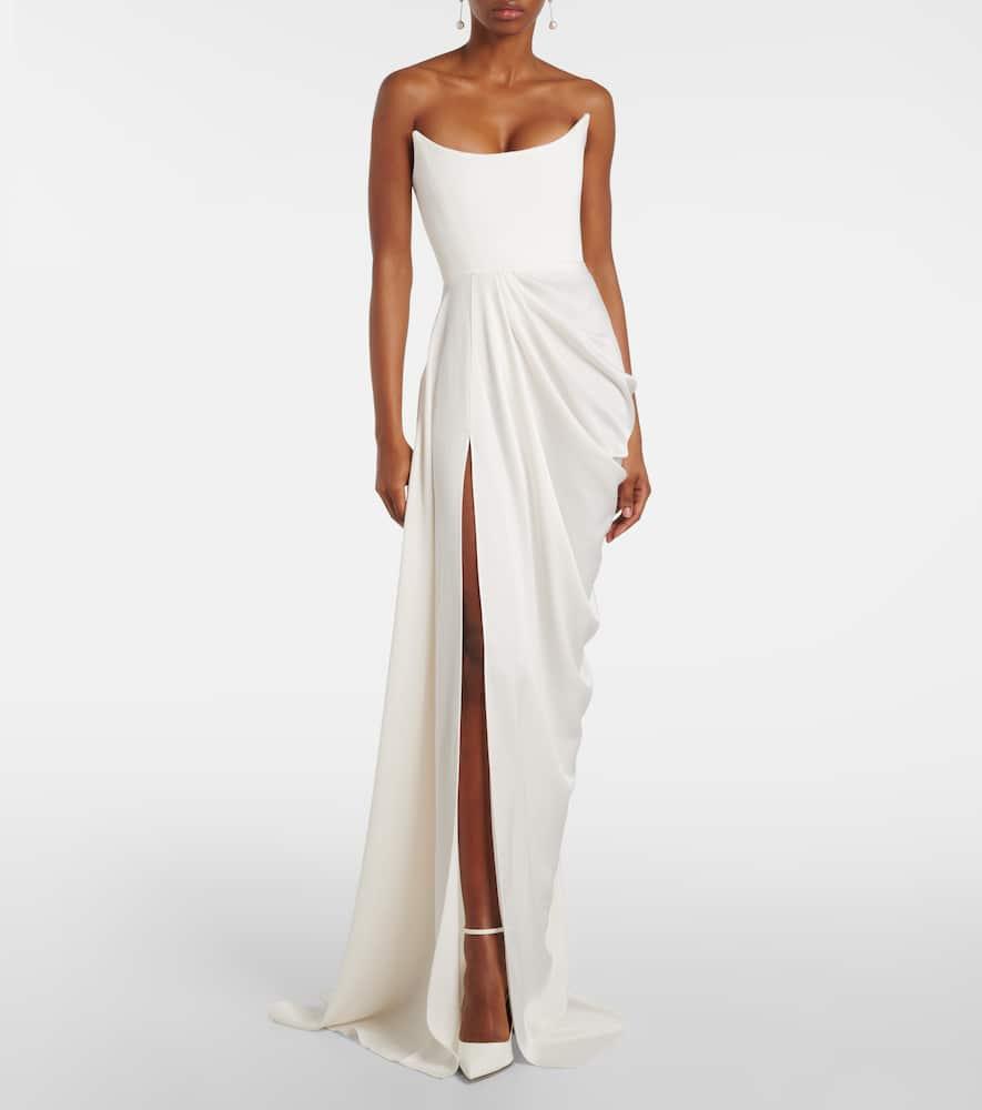 Bridal draped crêpe bustier gown