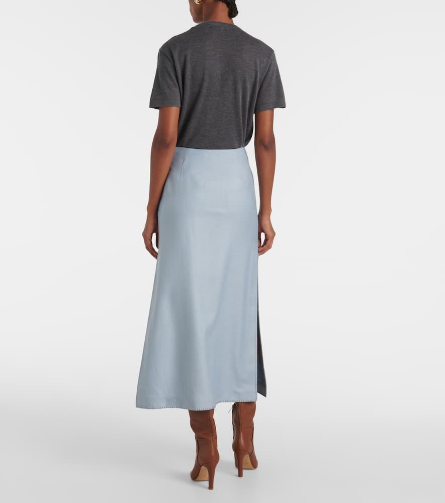 Defina silk and wool midi skirt