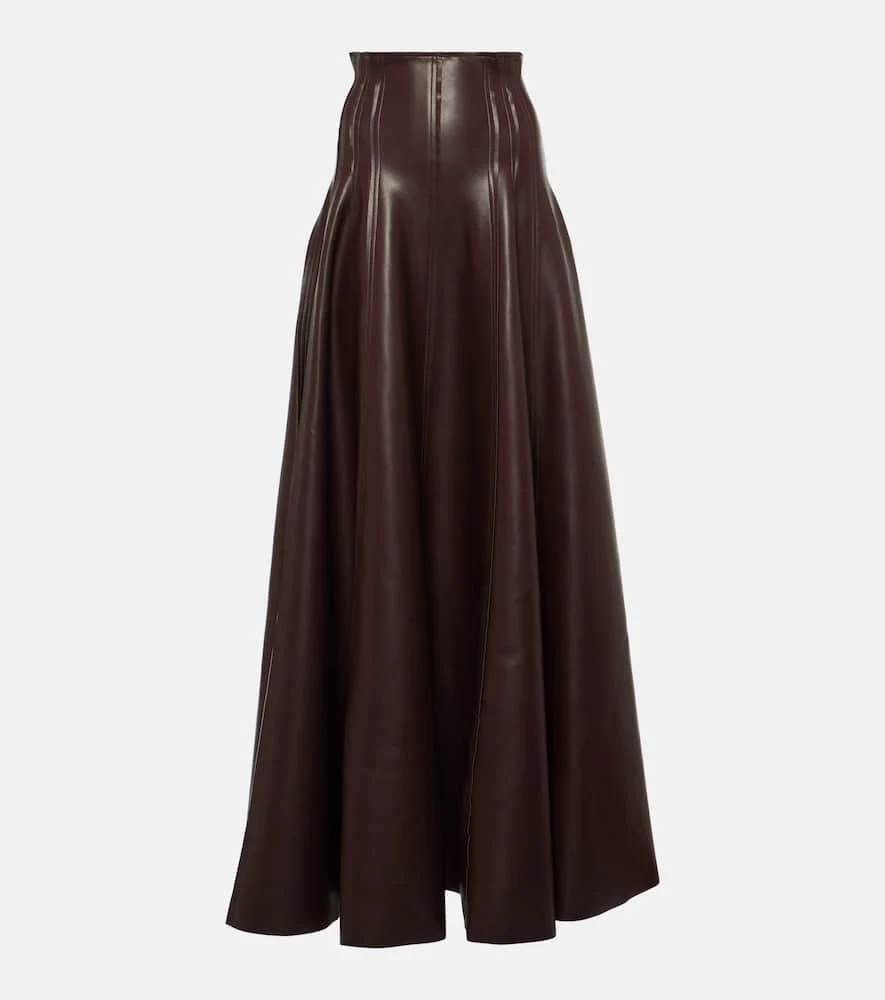 Grace pleated faux leather maxi skirt