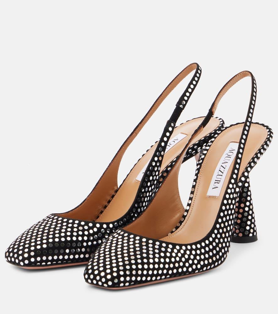 Amore embellished leather slingback pumps