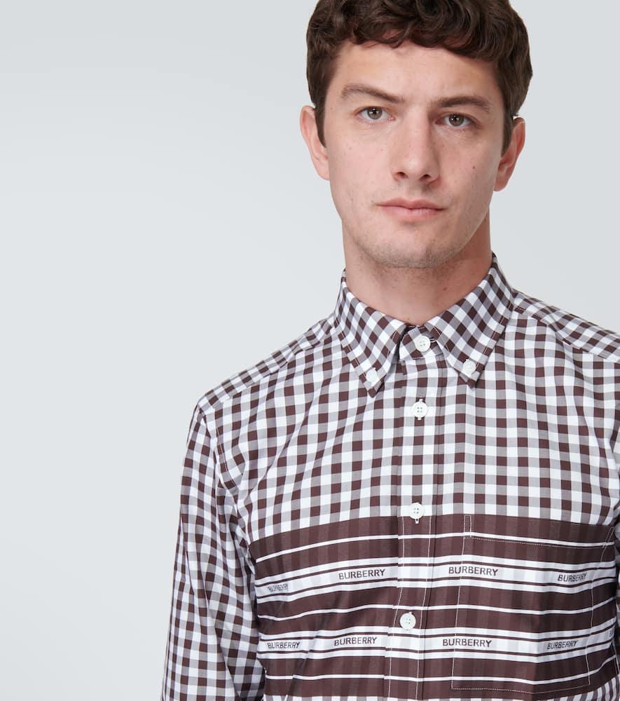 Logo checked cotton poplin shirt