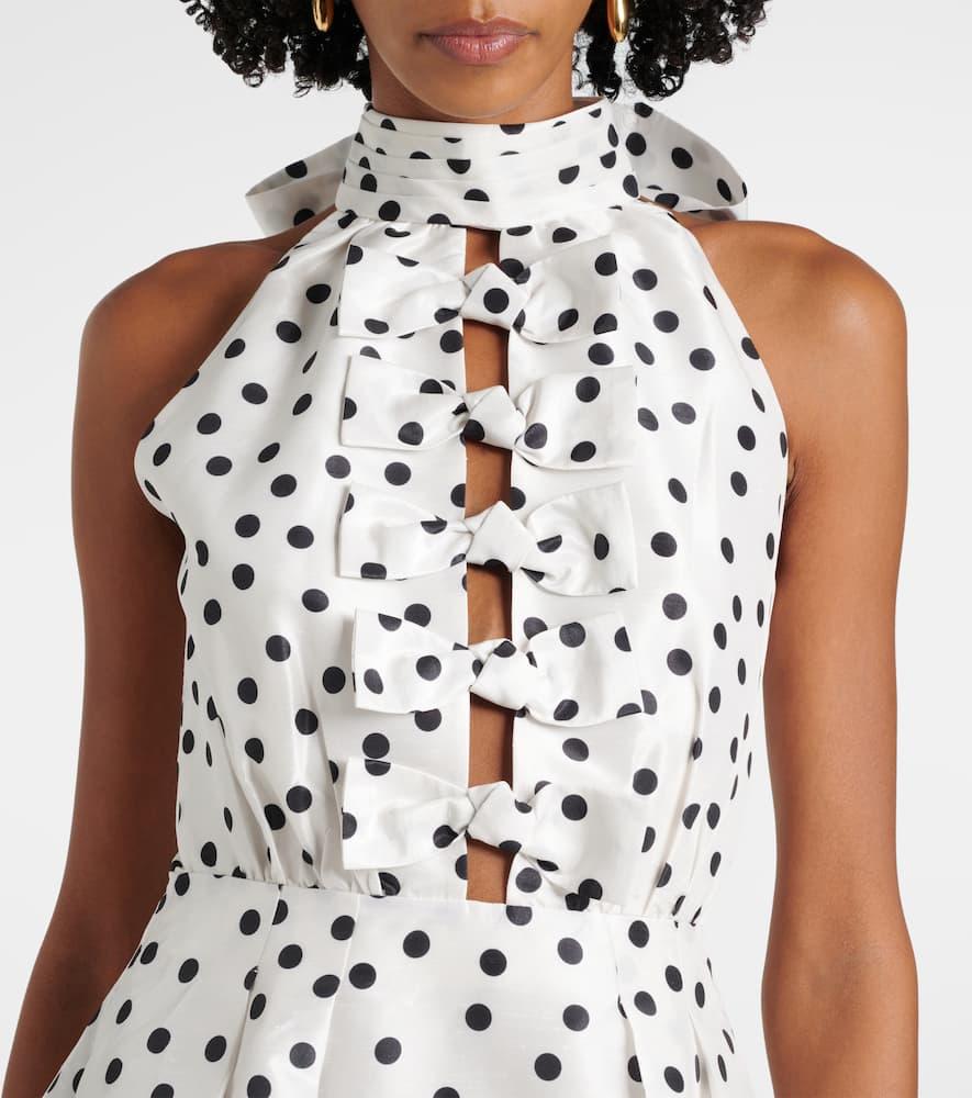 Delia polka-dot halterneck taffeta midi dress