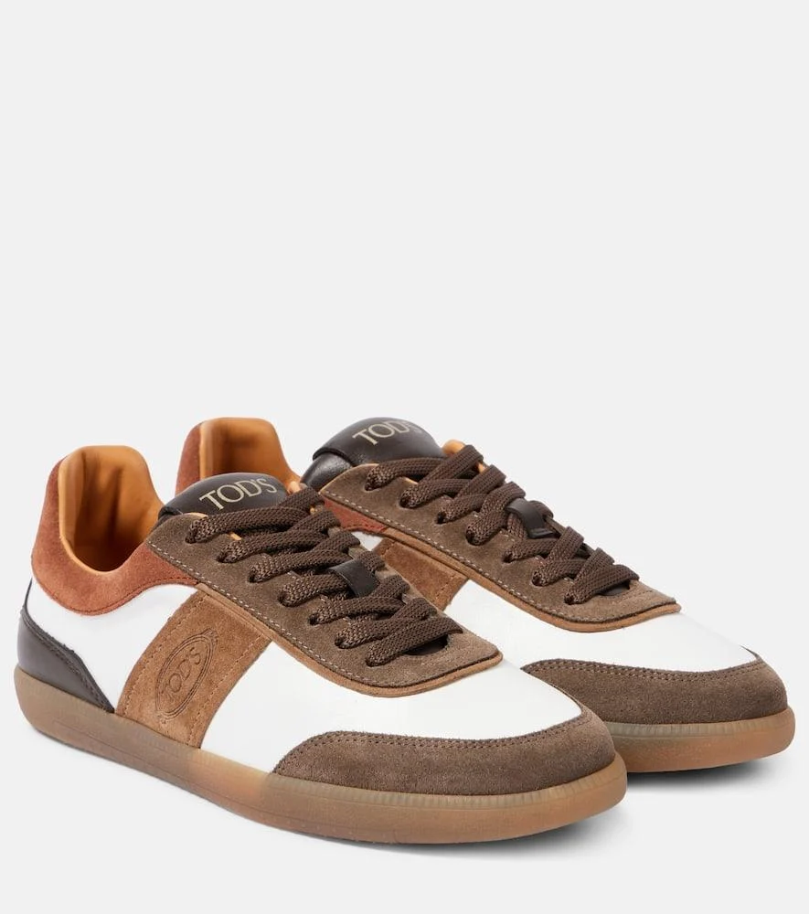 Tabs suede-trimmed leather sneakers