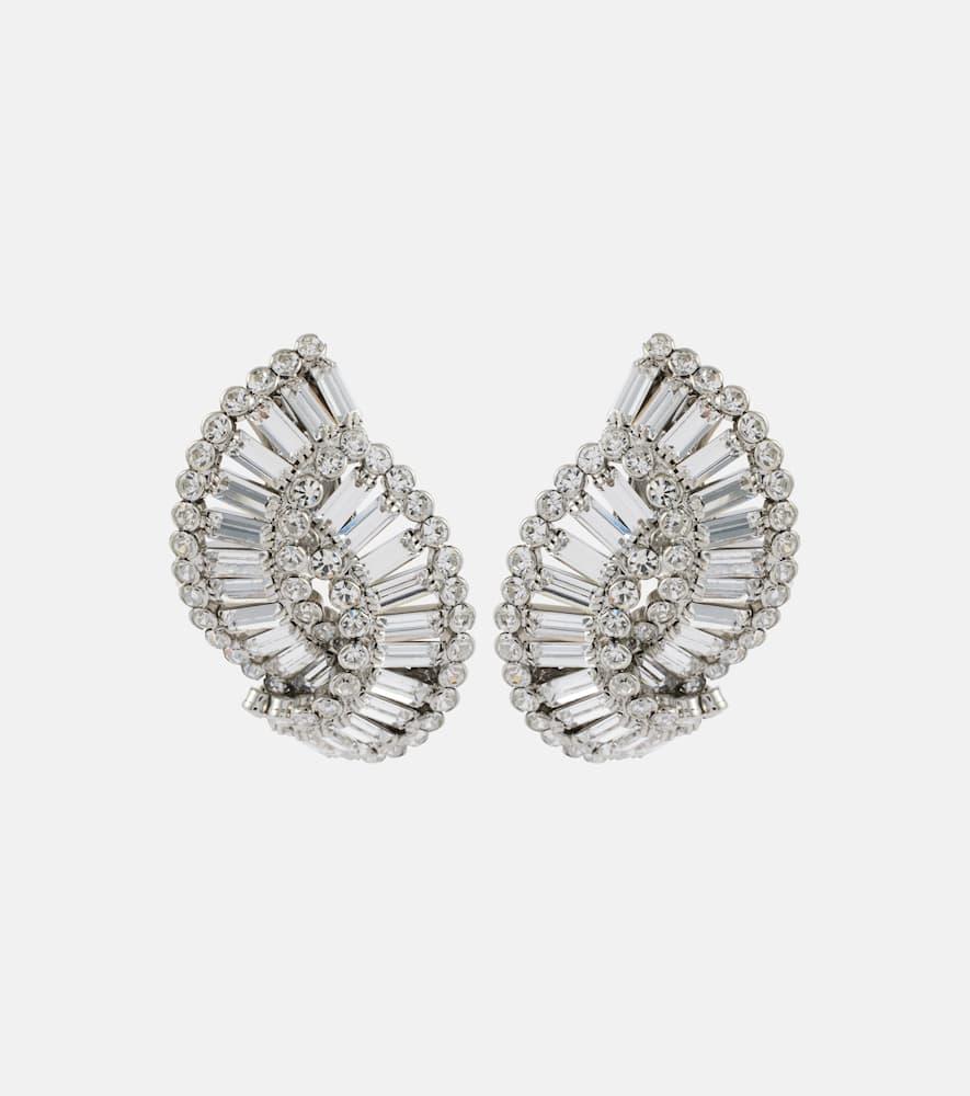 Embellished shell clip-on earrings