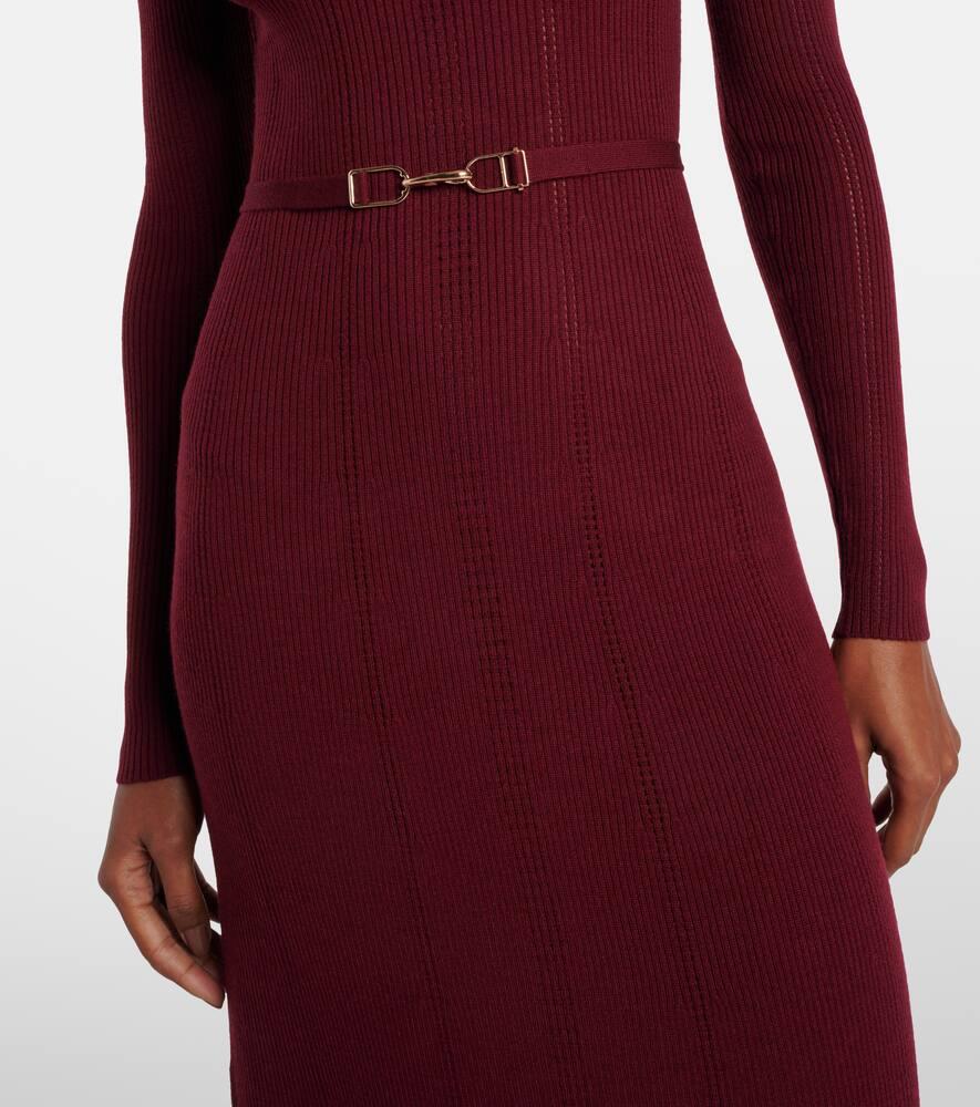 Imagene belted wool midi dress