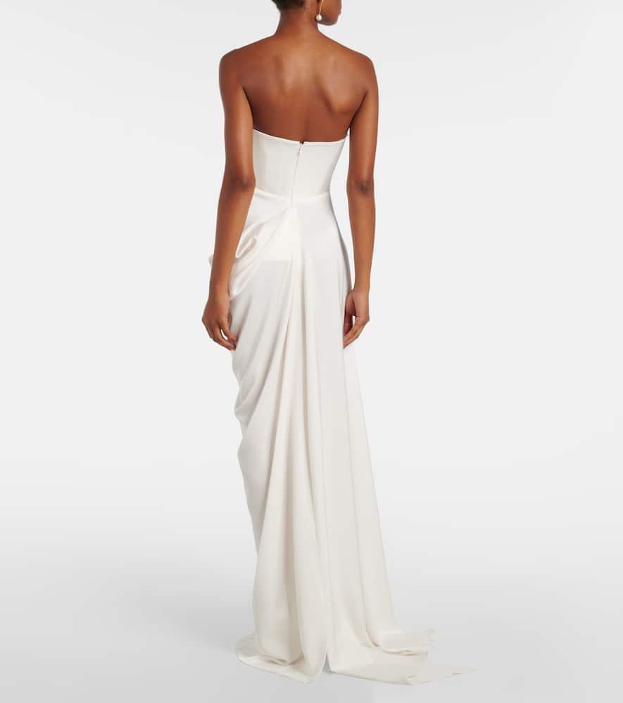 Bridal draped crêpe bustier gown