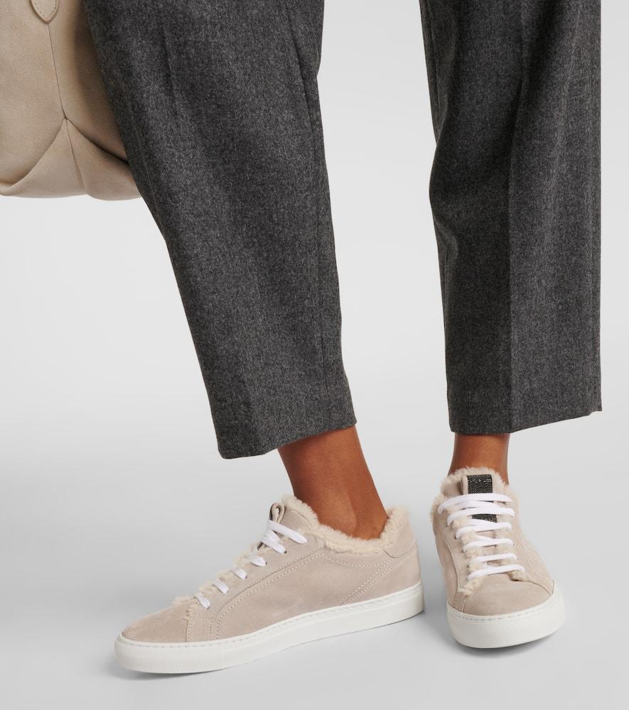 Shearling-lined suede sneakers