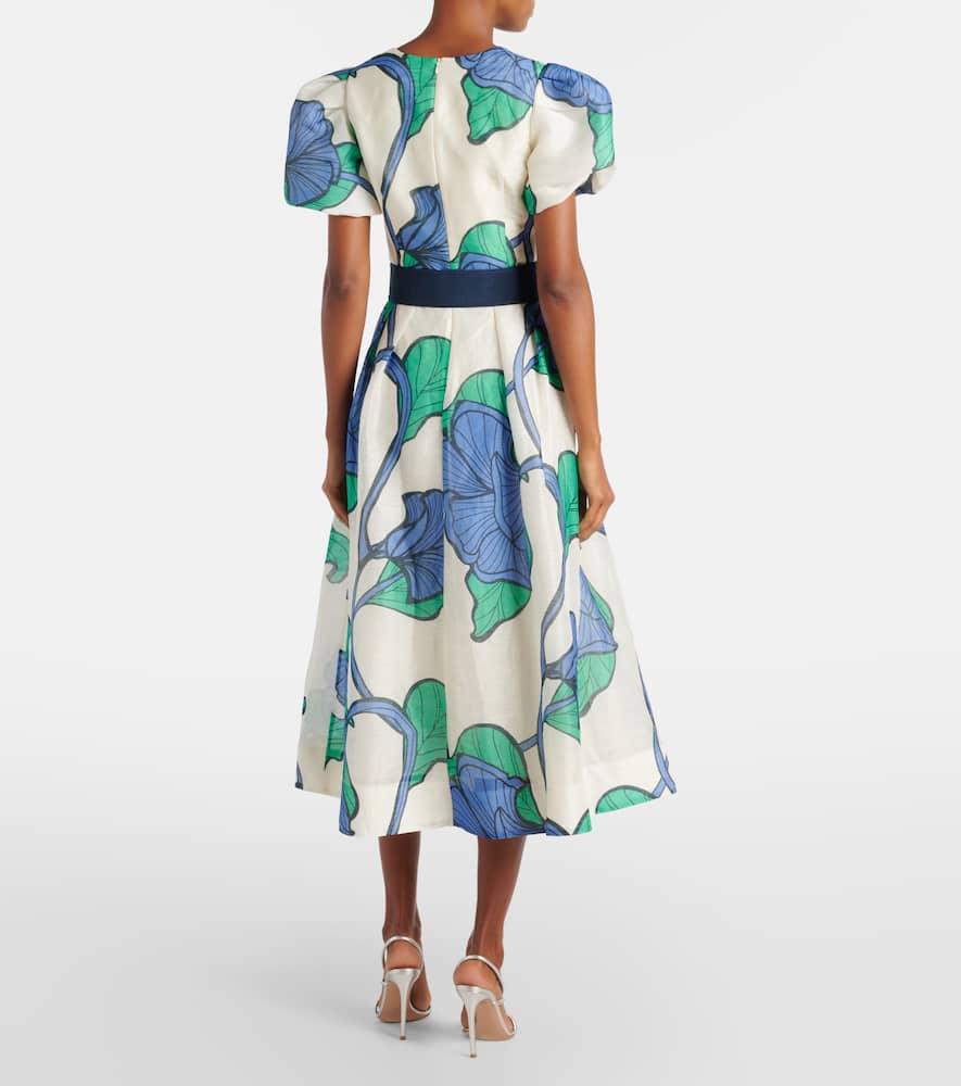 Blue Ivy floral linen and silk midi dress