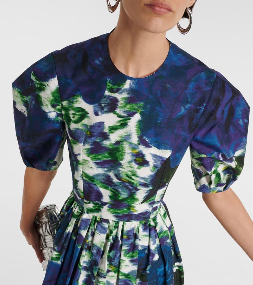 abstract-print tafetta midi dress