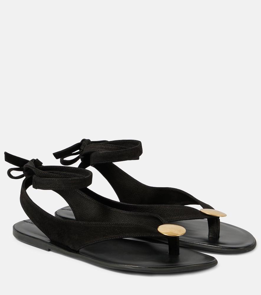 Charm leather thong sandals