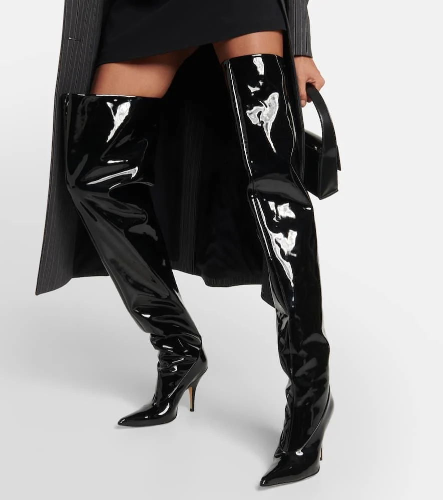 Gia 33 patent leather over-the-knee boots