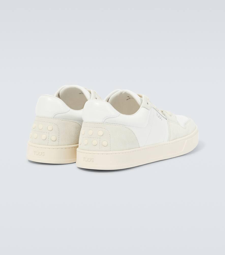 Logo suede-trimmed leather sneakers