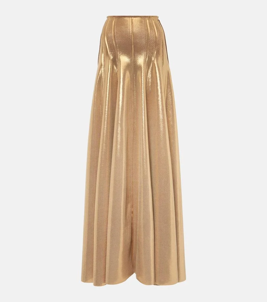 Grace high-rise lamé maxi skirt