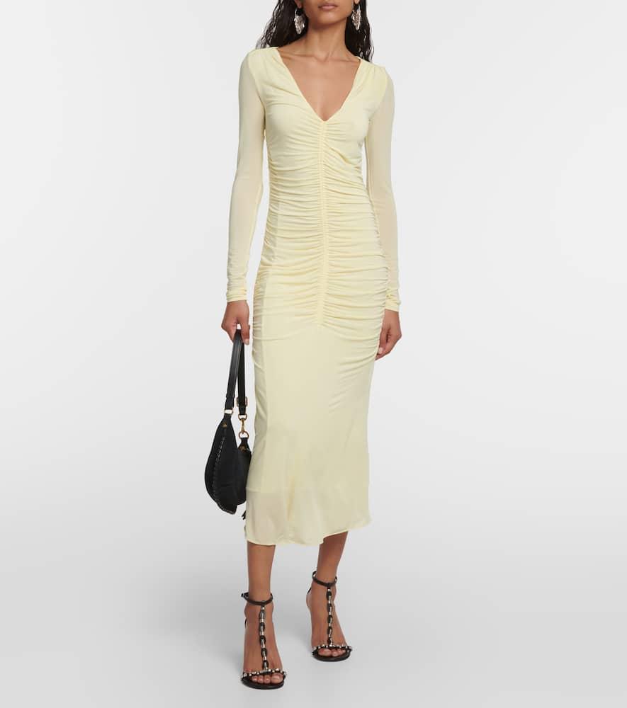 Laly gathered jersey midi dress