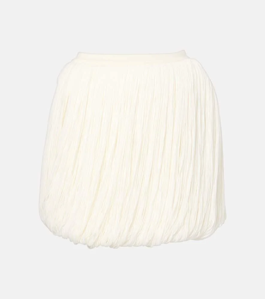 Fringed wool miniskirt