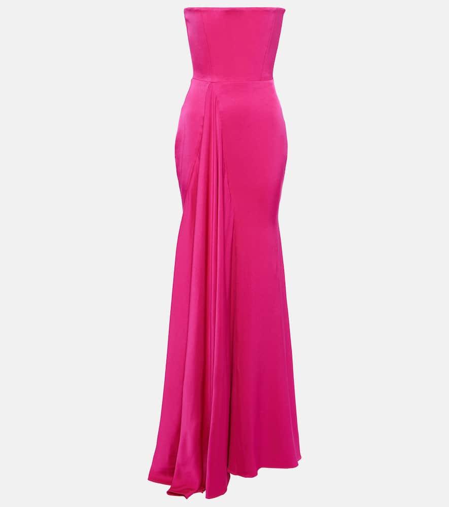 Strapless draped crêpe satin gown