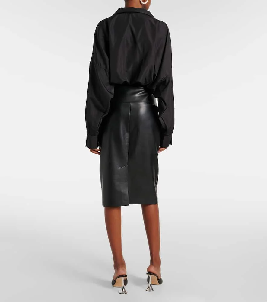 Faux leather pencil skirt