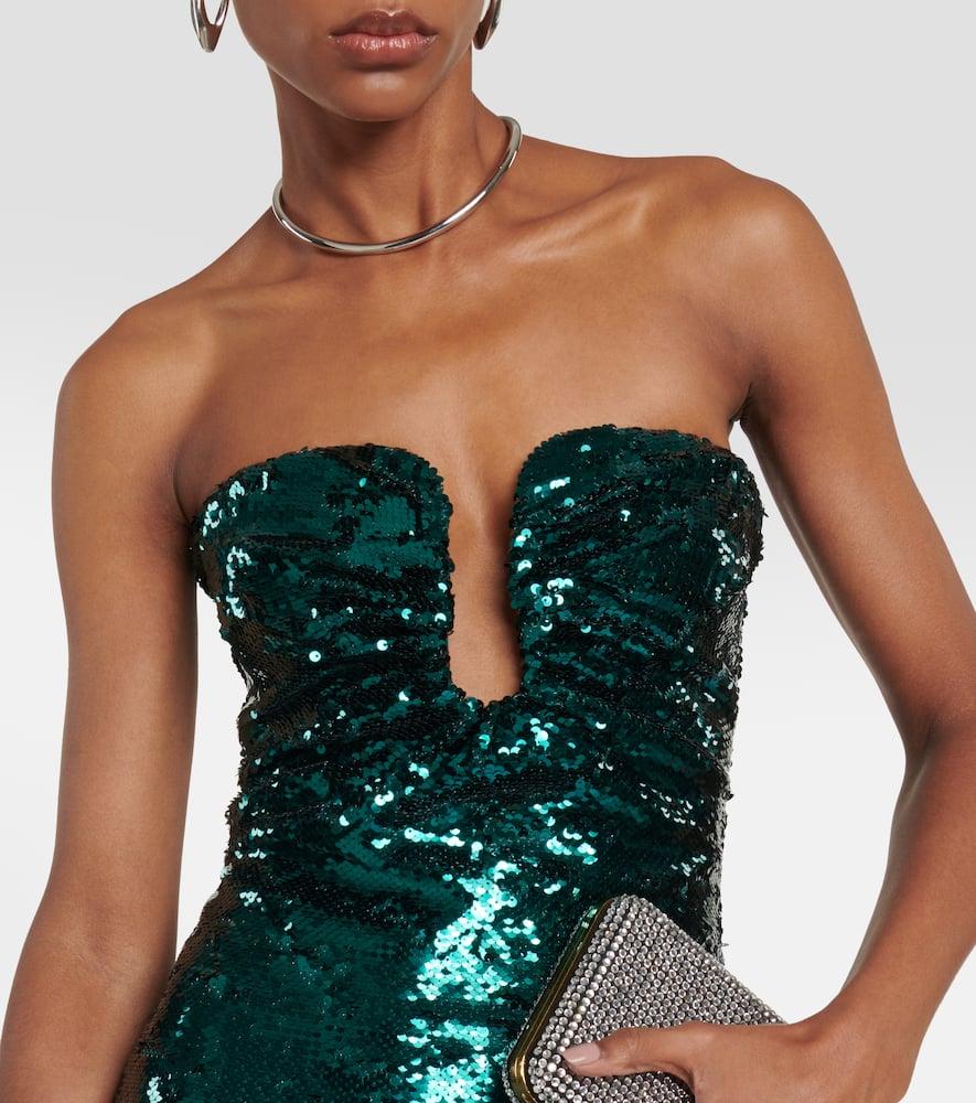 Sequined strapless midi dress