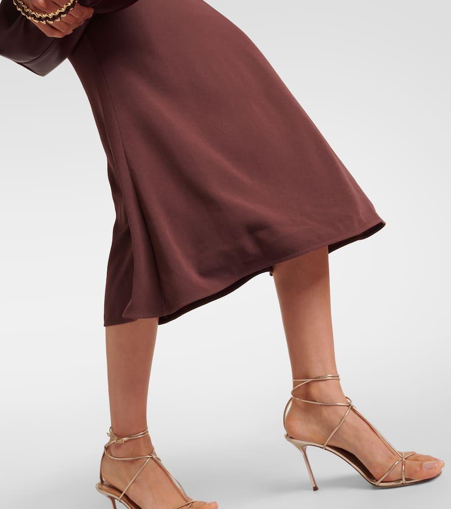 Gathered crêpe satin midi dress