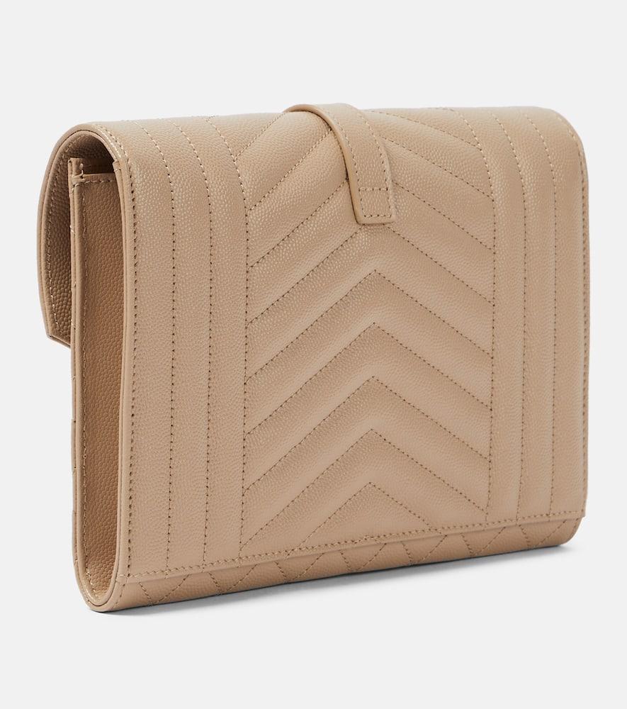 Quilted envelope leather clutch