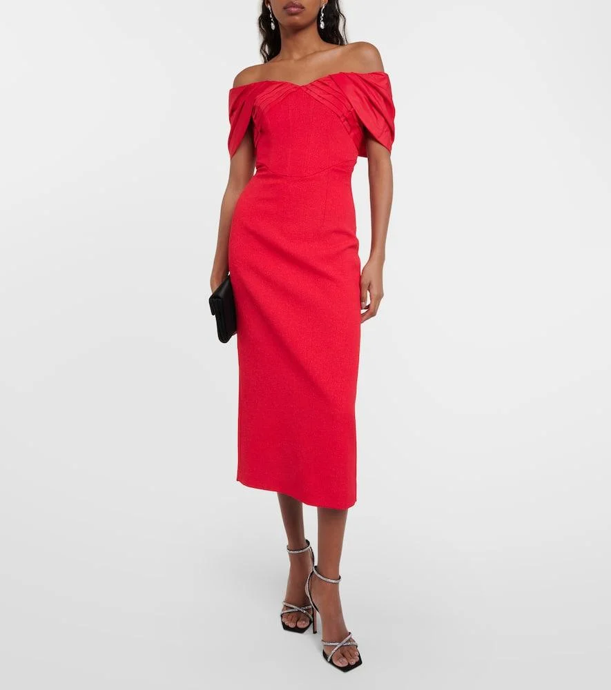 Chiara off-shoulder crêpe midi dress