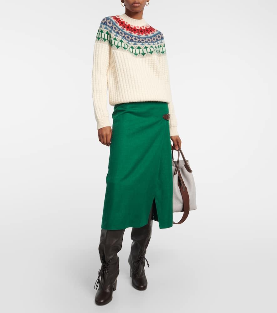 Intarsia cashmere mockneck sweater