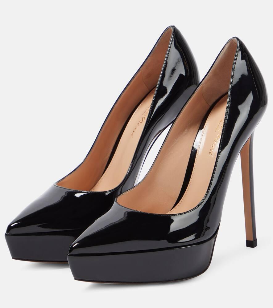 Patent leather platform pumps