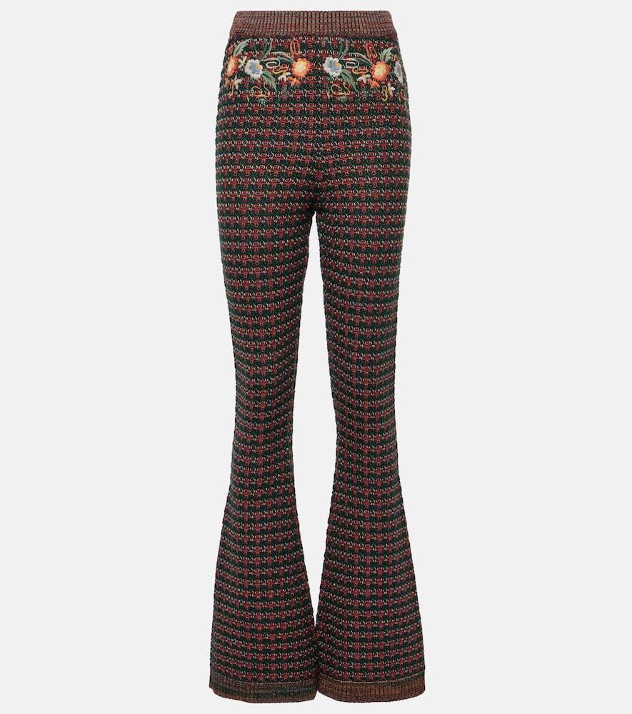 Embroidered high-rise flared pants