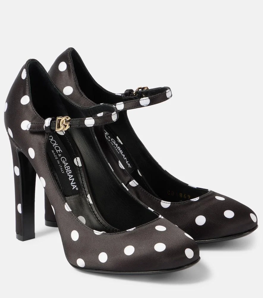 Sharon polka-dot satin Mary Jane pumps