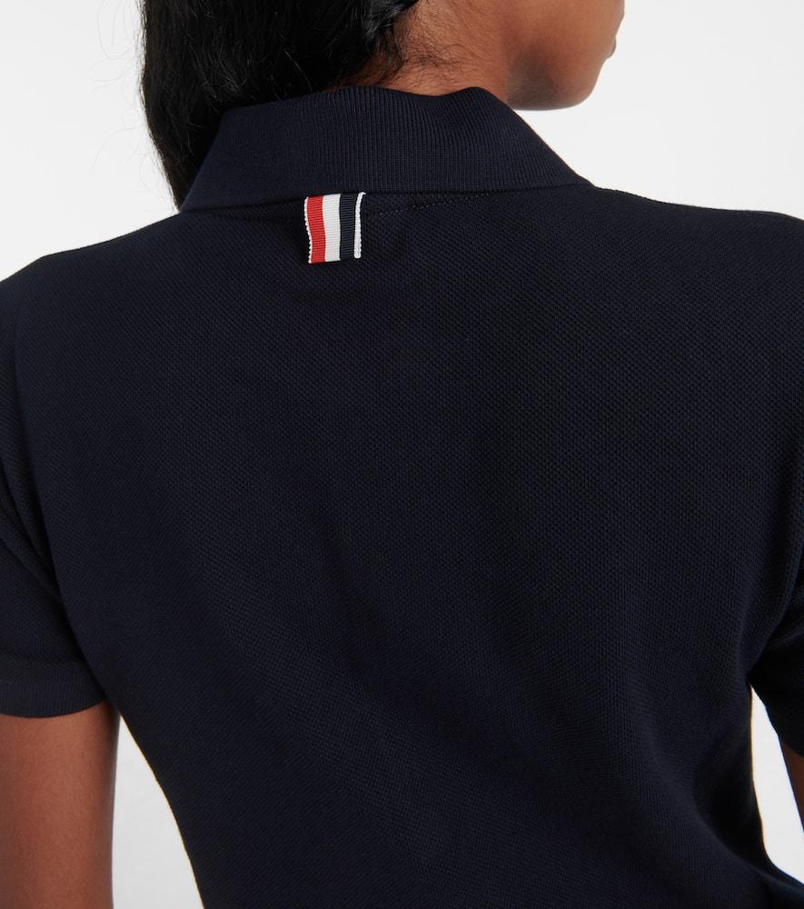 Embroidered cotton-blend piqué polo shirt