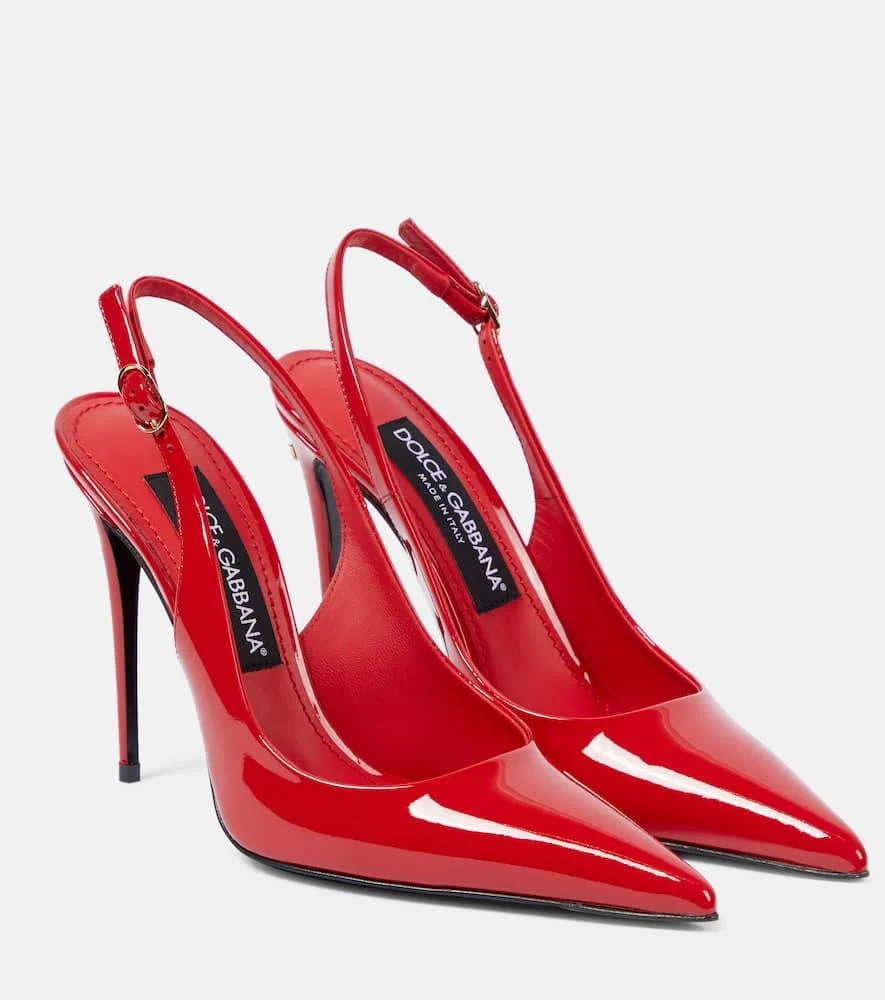 105mm Lollo patent leather slingbacks