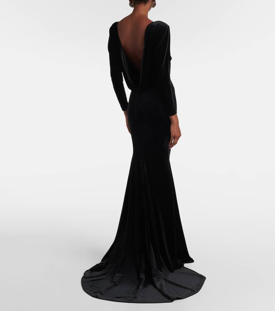 Open-back velvet gown