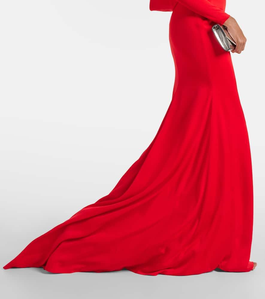 Gathered satin gown