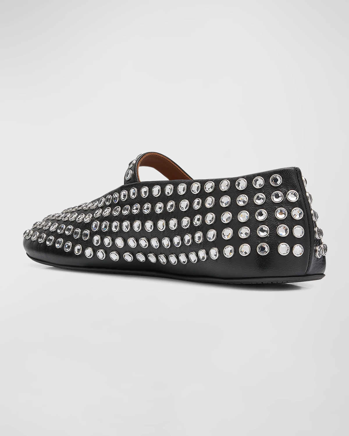 Leather Mary Jane Flats With Allover Studs