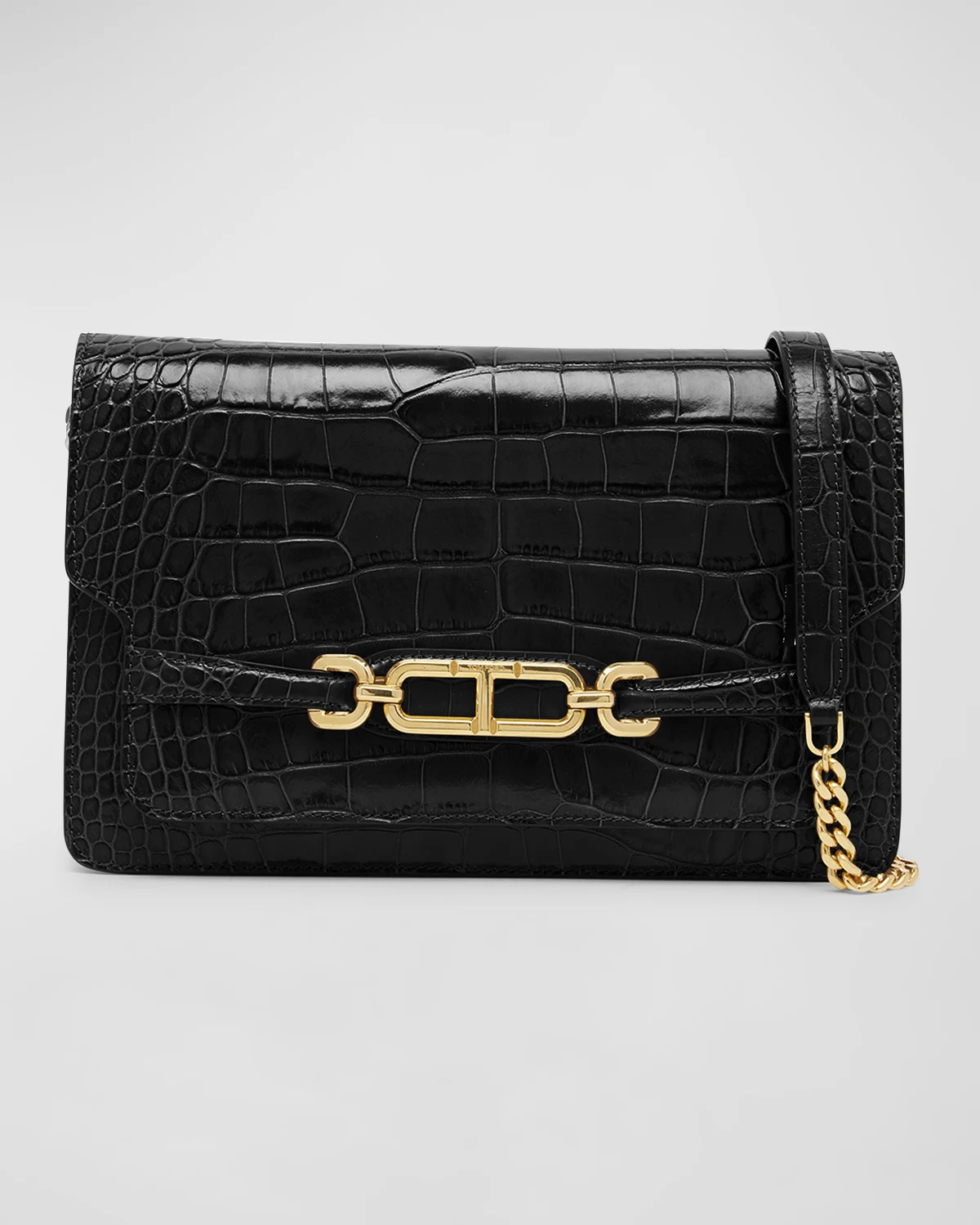 Whitney Medium Shoulder Bag in Stamped Croc Leather