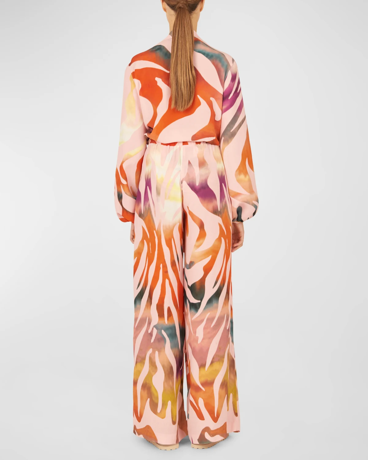 Honey Rainbow Abstract-Print Tie-Front Blouse