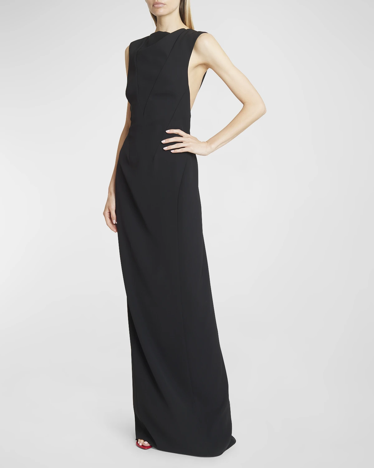 High-Neck Backless Column Gown