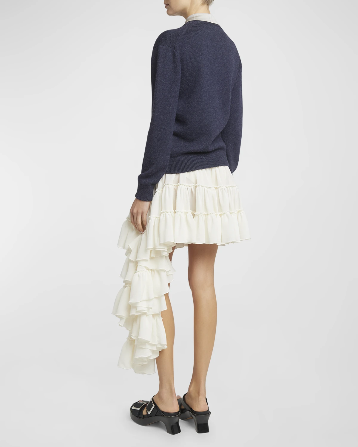 Ruffled Aysmetric Hem Mini Skirt