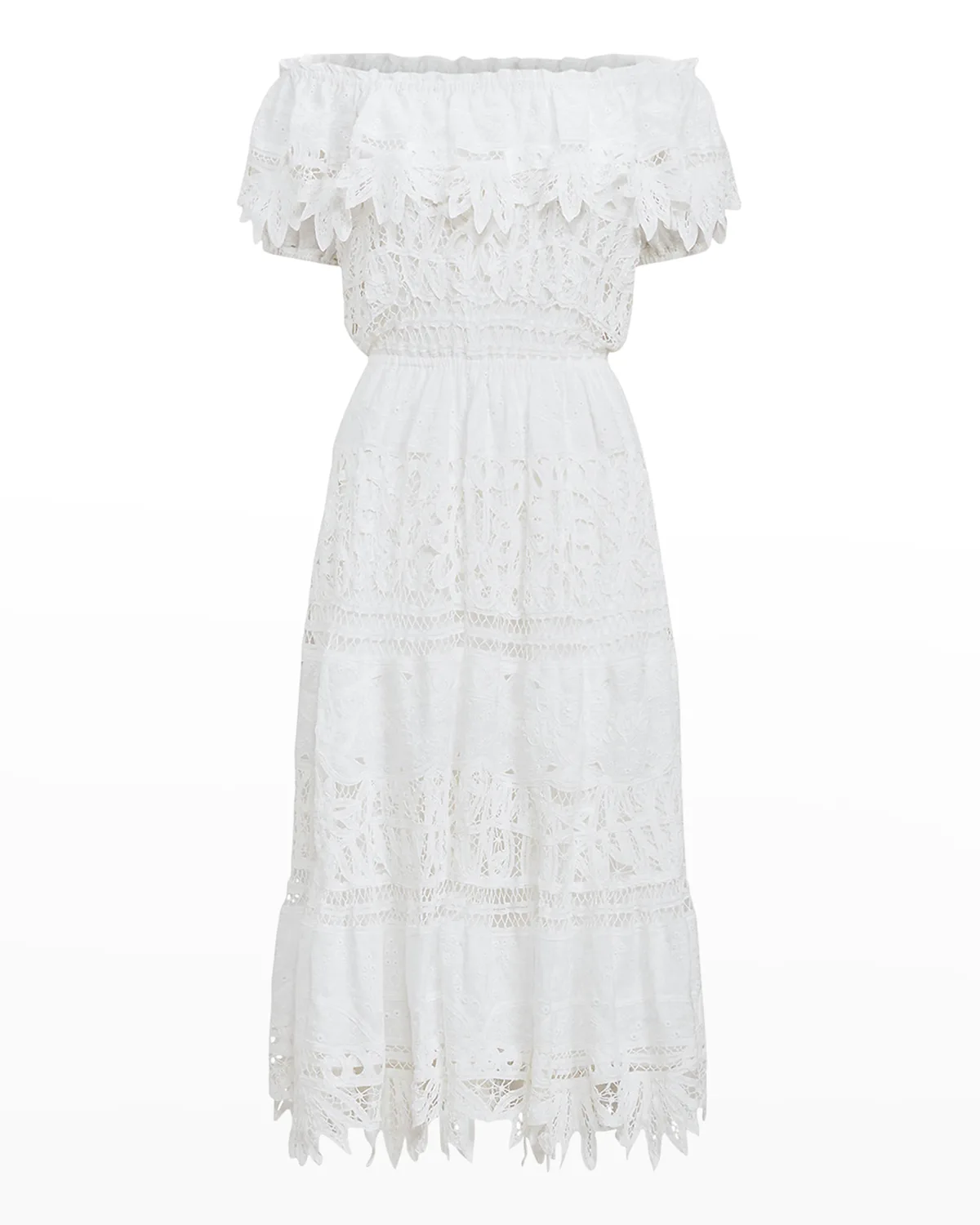 Off-Shoulder Linen Lace Dress