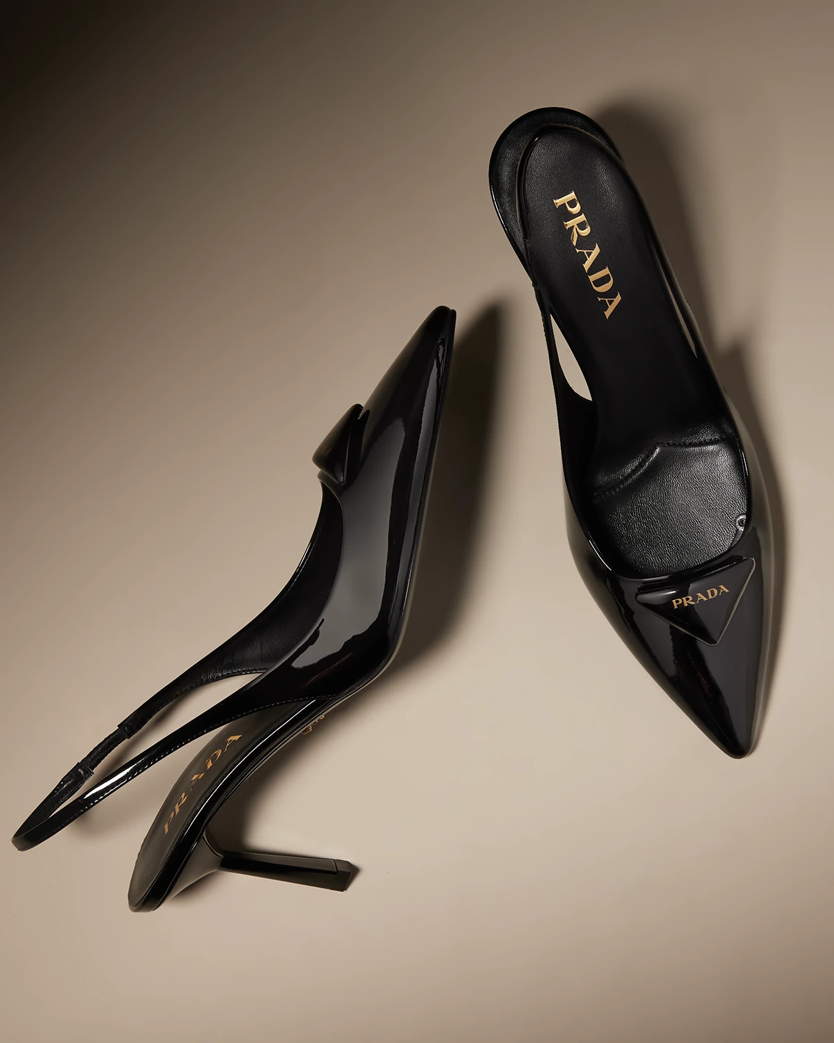 Patent Triangle Slingback Pumps