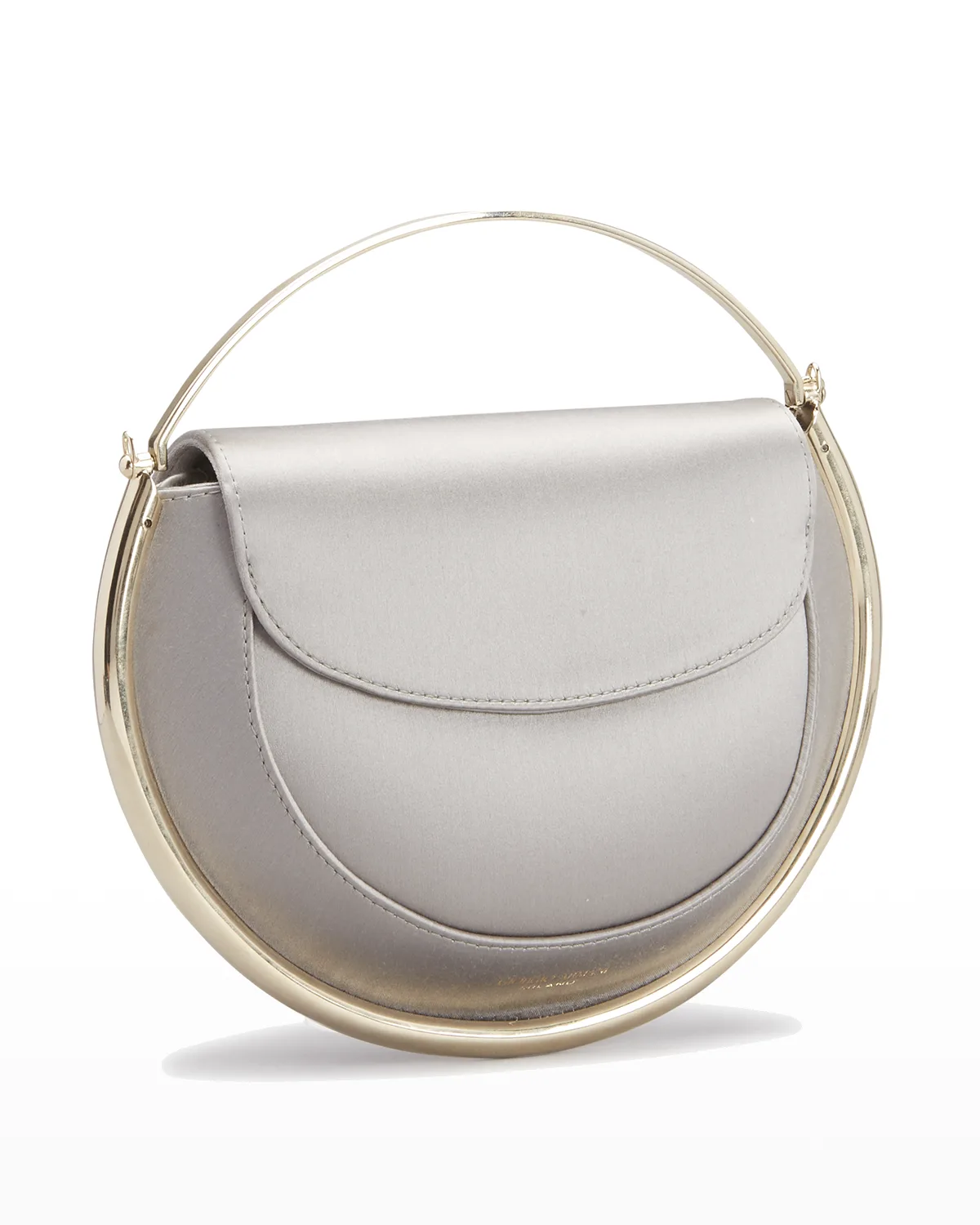 Metal Frame Silk Flap Clutch Bag