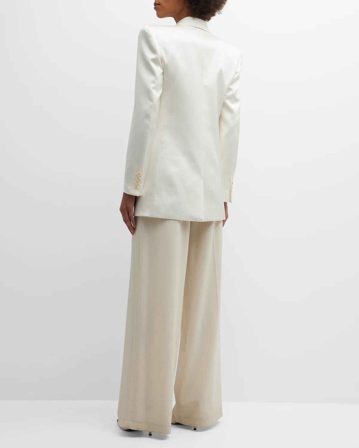 Silk Tuxedo Jacket with Padded Shoulders