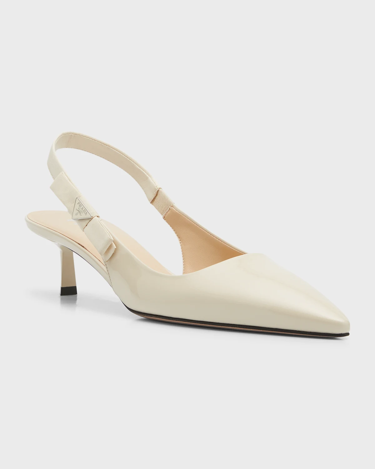 Patent Bow Slingback Pumps