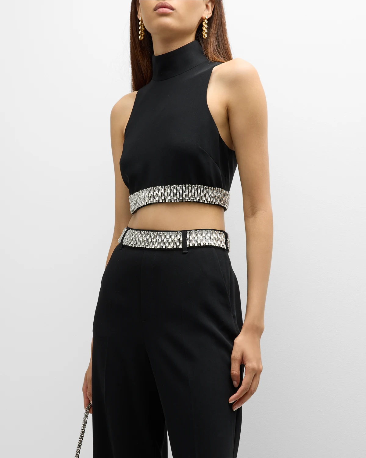 Collins Jeweled High-Neck Crop Top