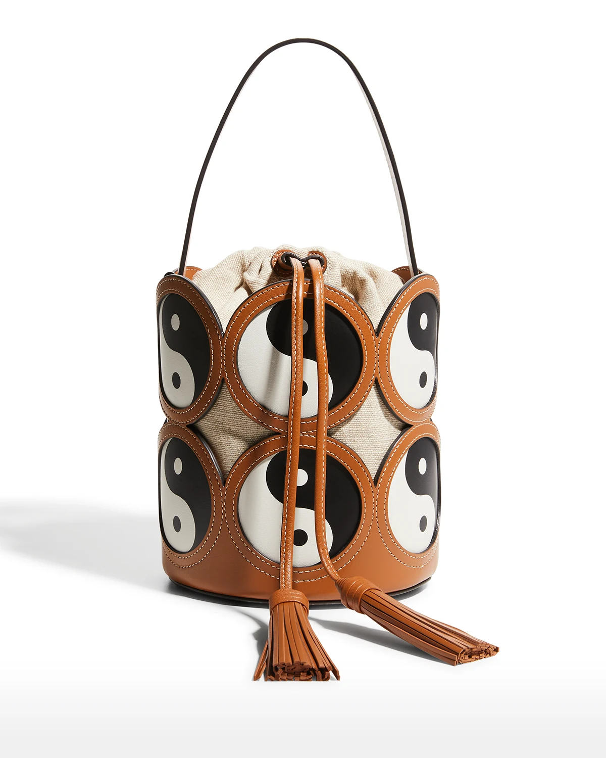 Yin Yang Graphic Cutout Bucket Bag