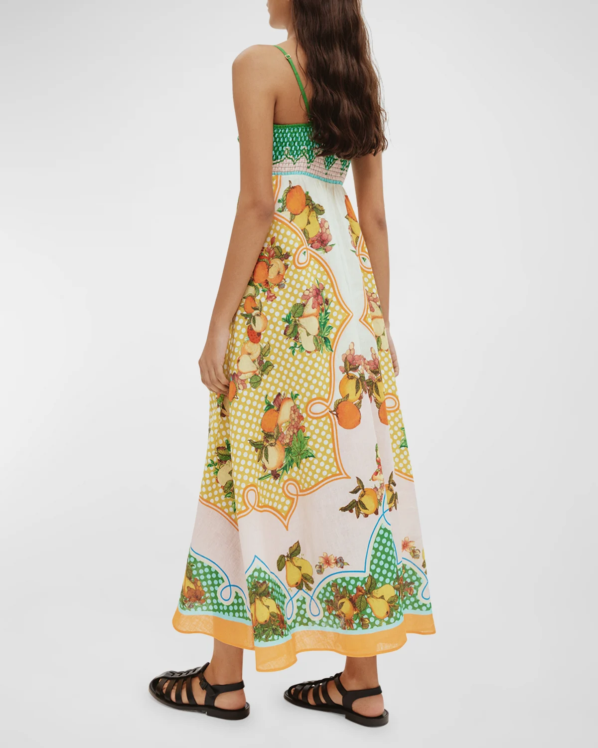 Lemonis Spaghetti-Strap Midi Linen Sundress