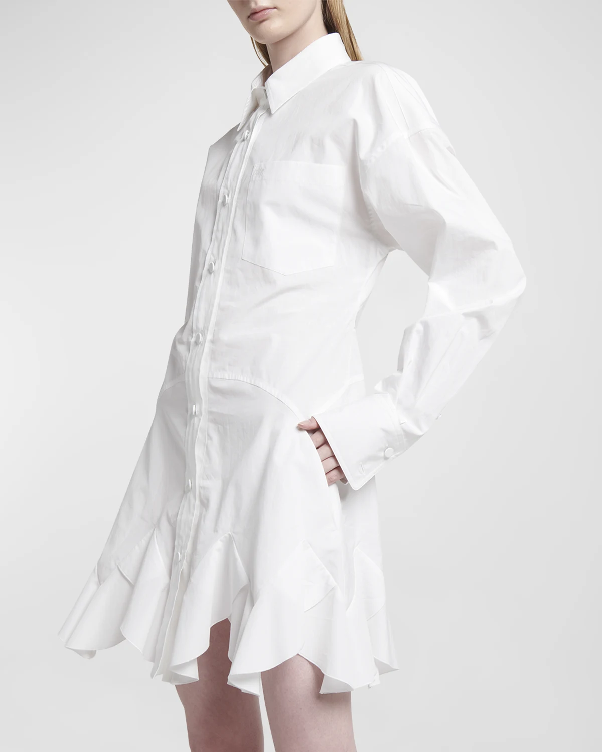 Ruffled Button-Front Shirtdress